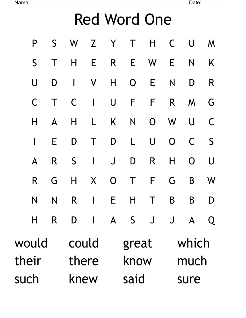 Red Word One Word Search