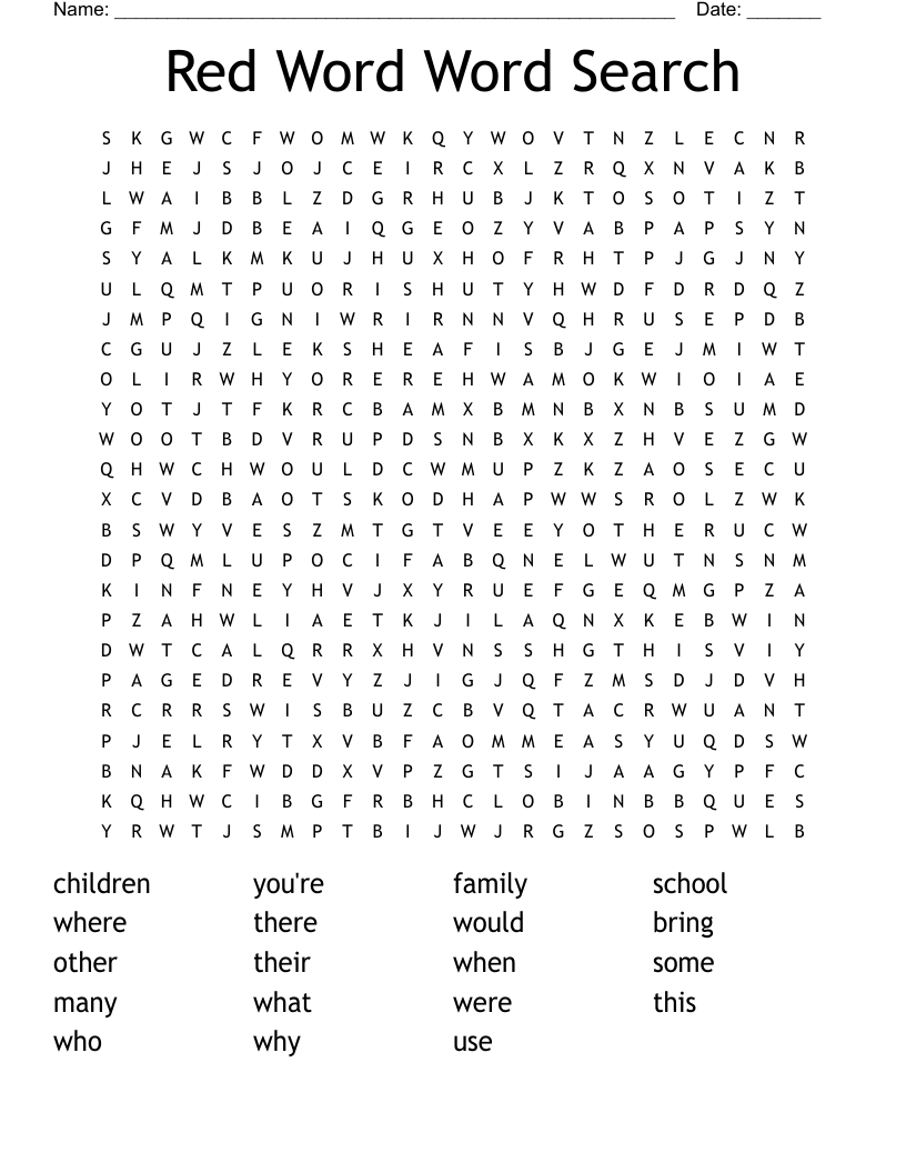Red Word Word Search