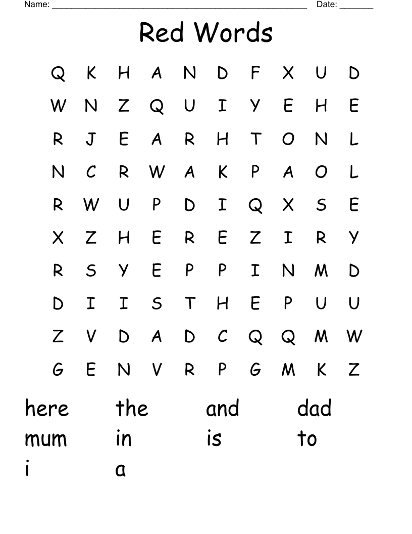 Red Words Word Search