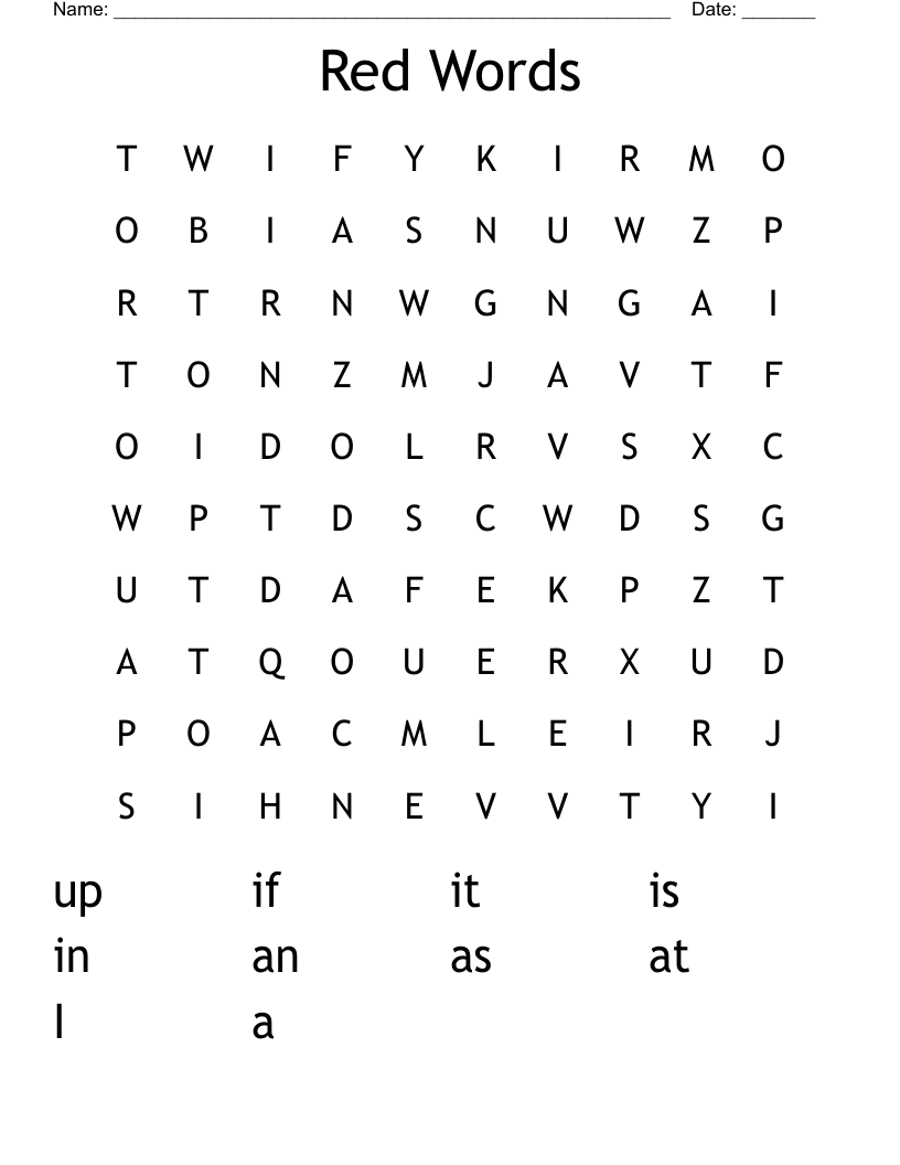 Red Words Word Search