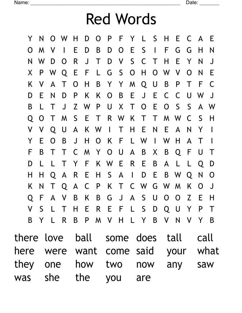 Red Words Word Search