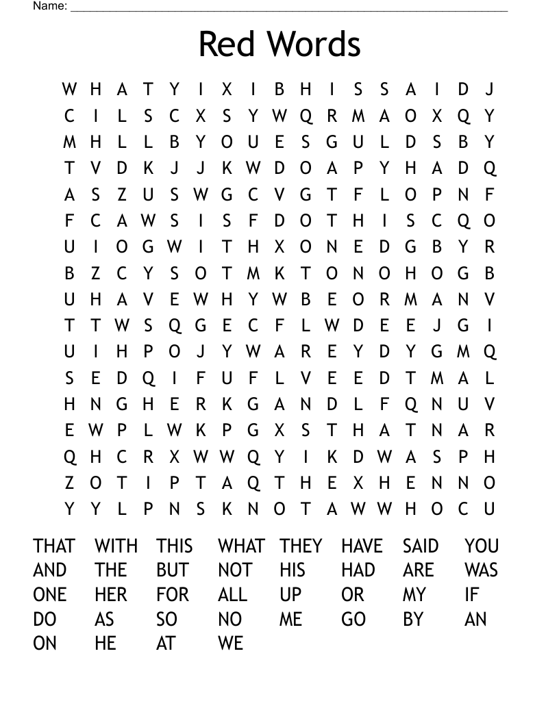 Red Words Word Search