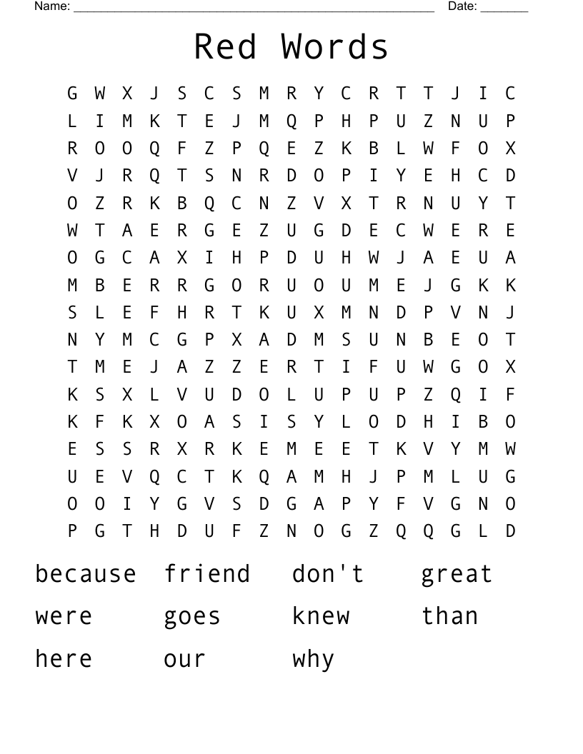 Red Words Word Search