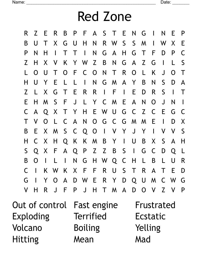 Red Zone Word Search