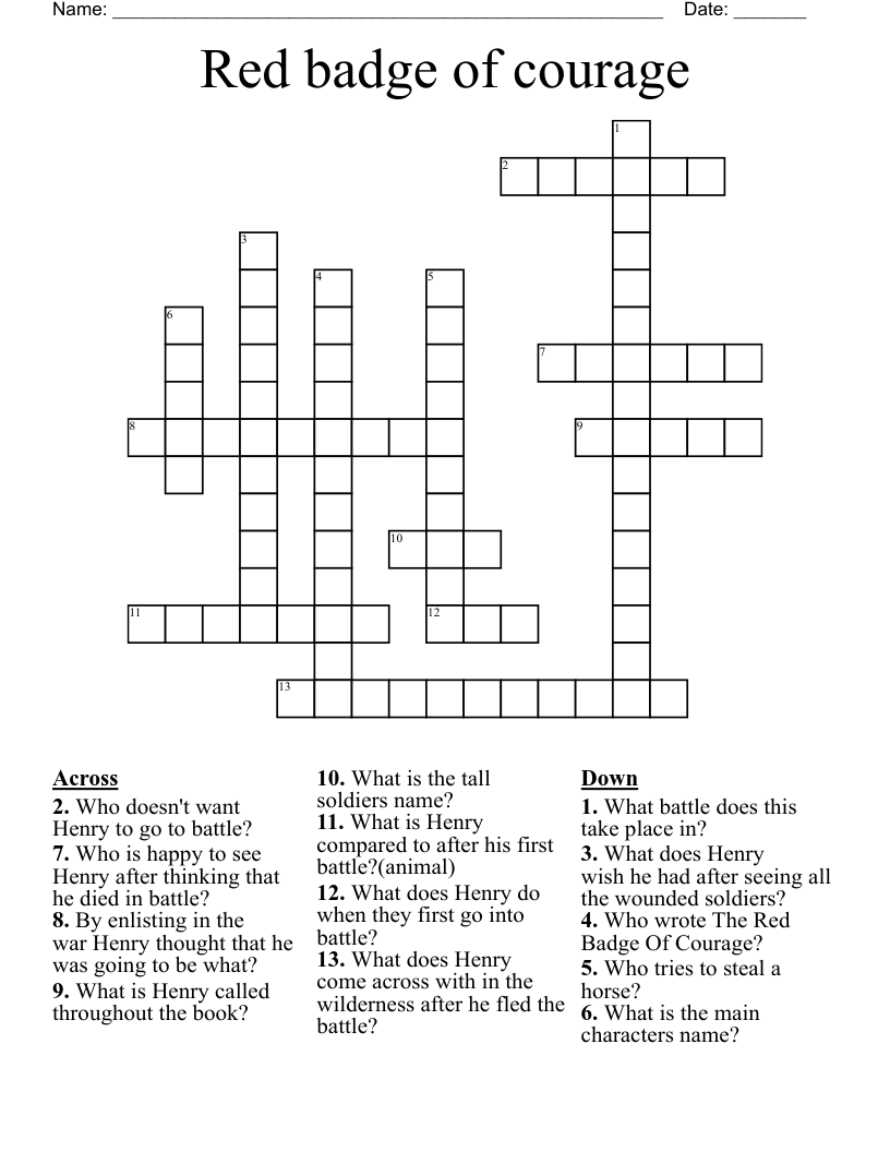 Red badge of courage Crossword