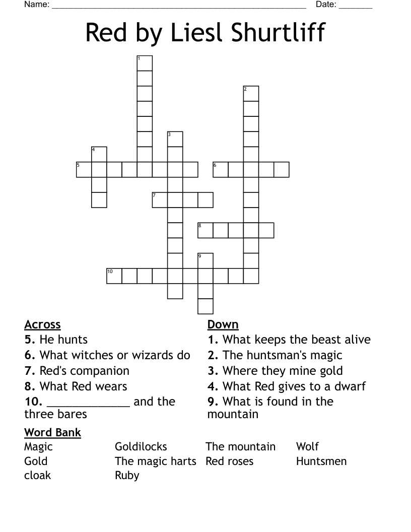 Red by Liesl Shurtliff Crossword