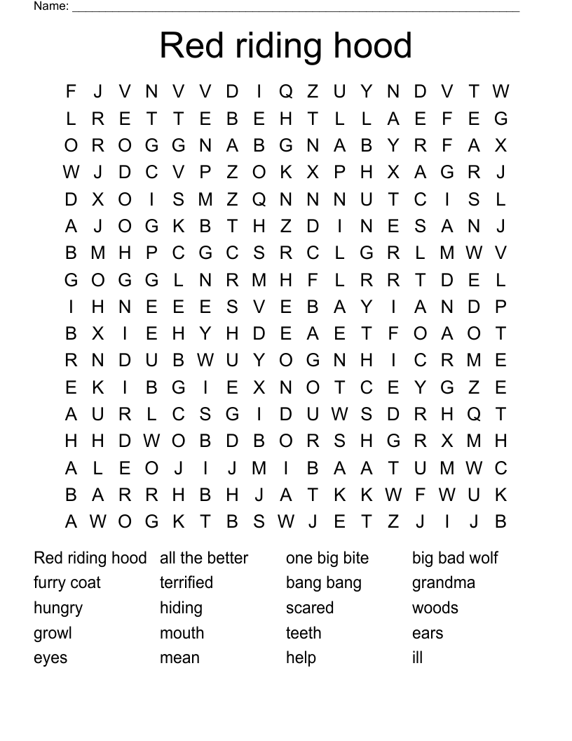 Red riding hood Word Search