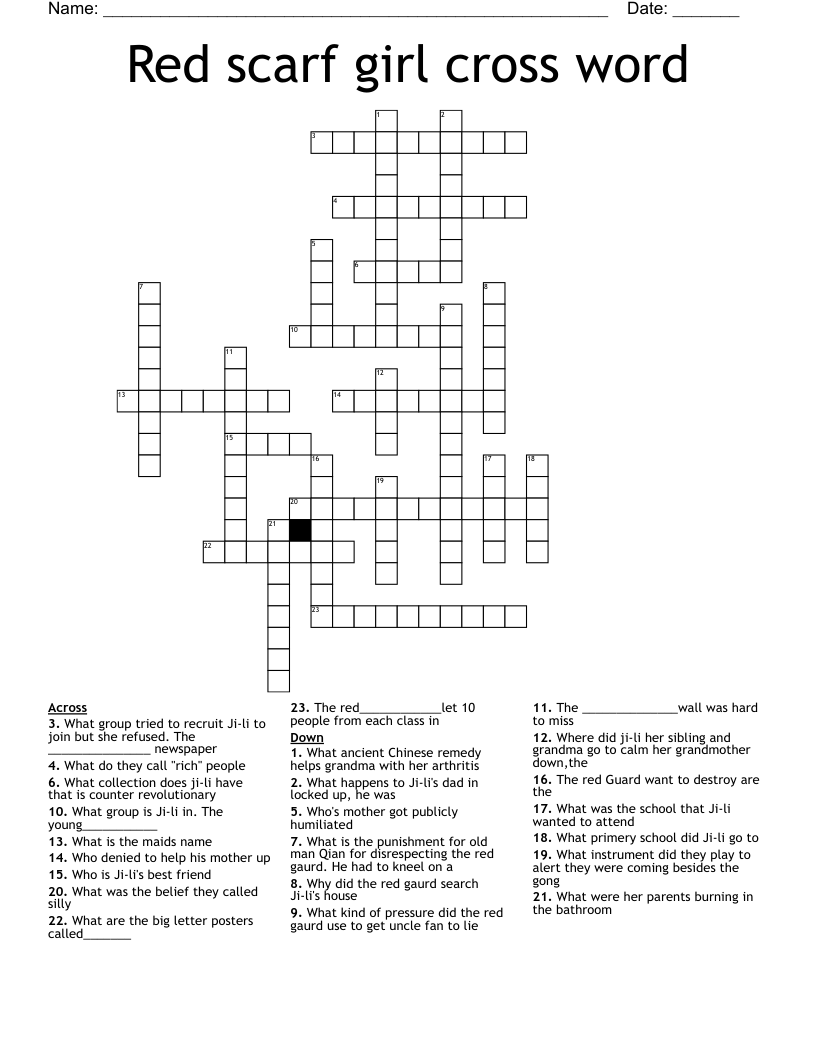 Red scarf girl cross word