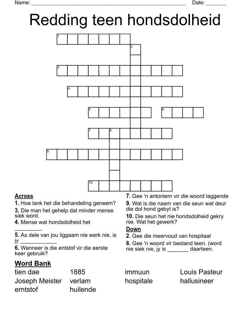 Redding teen hondsdolheid Crossword