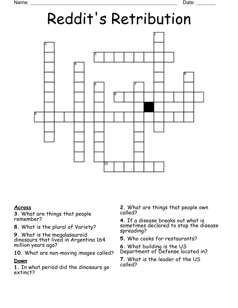 Reddit's Retribution Crossword