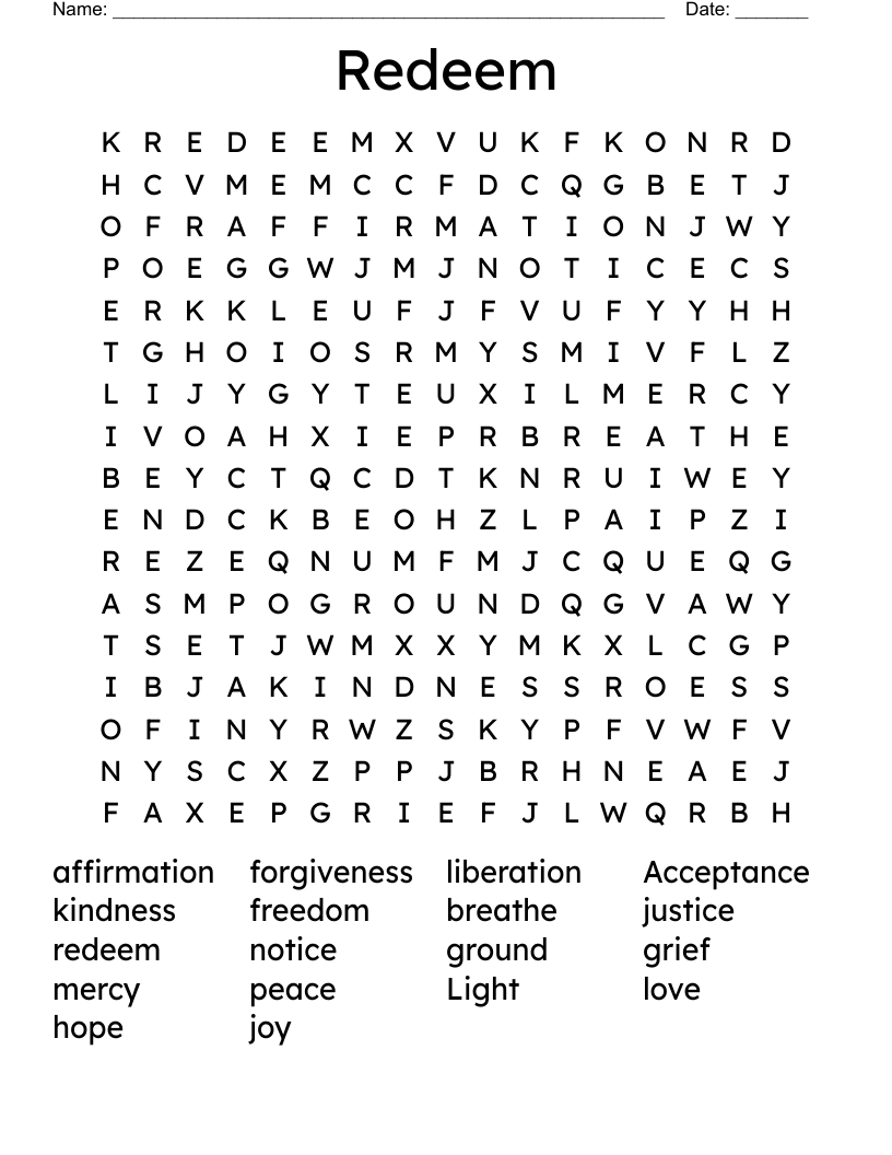 Redeem Word Search