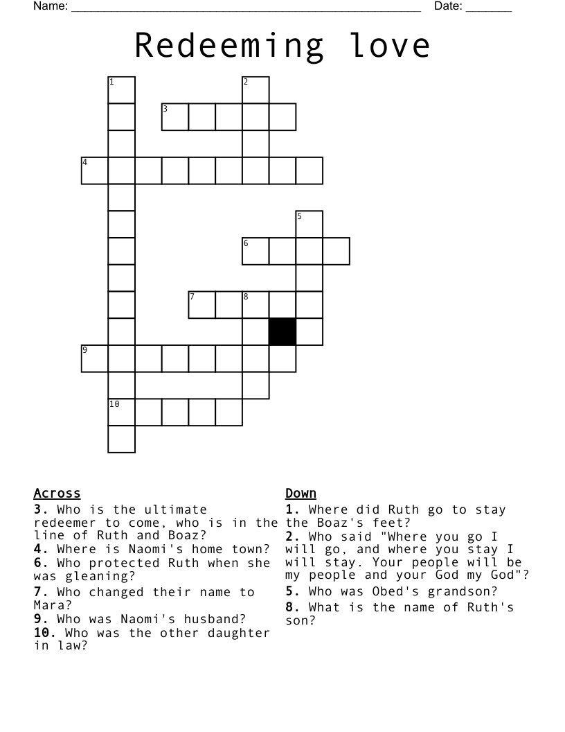 Redeeming love Crossword