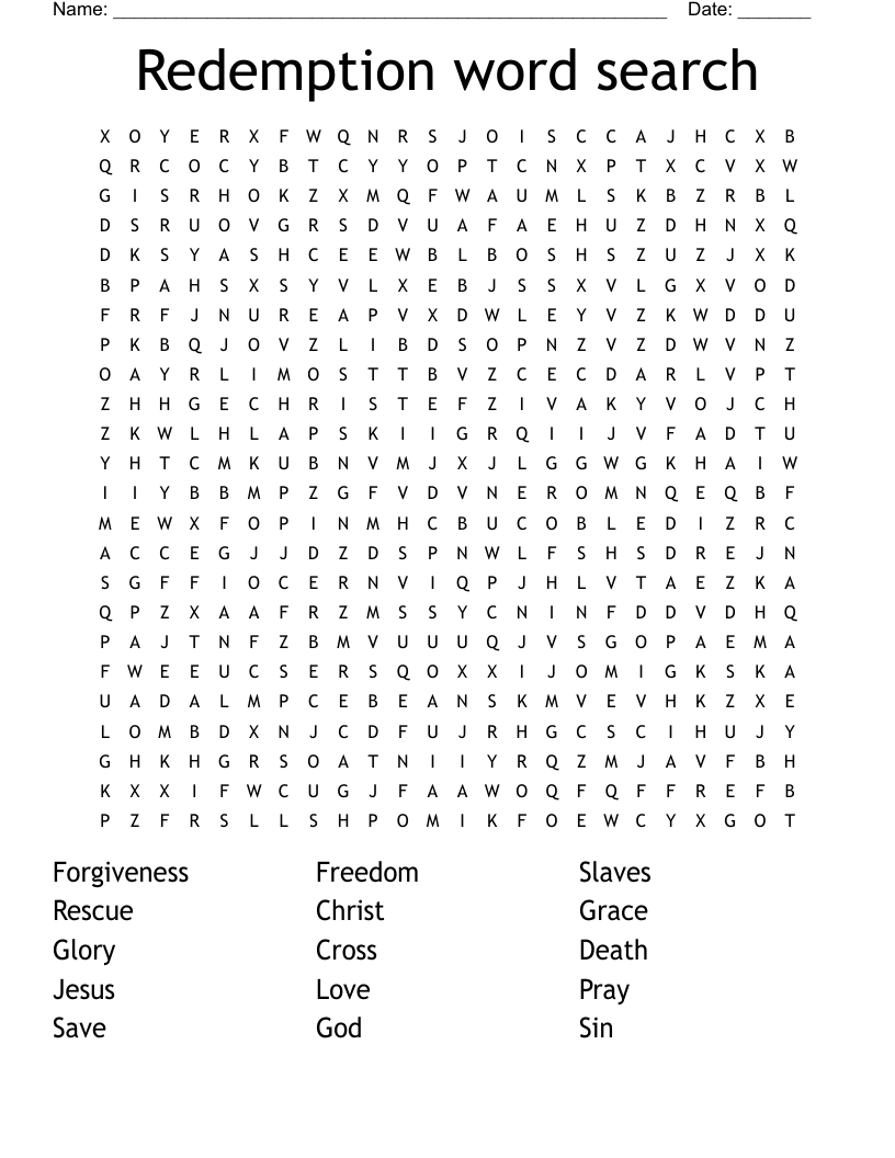Redemption word search 