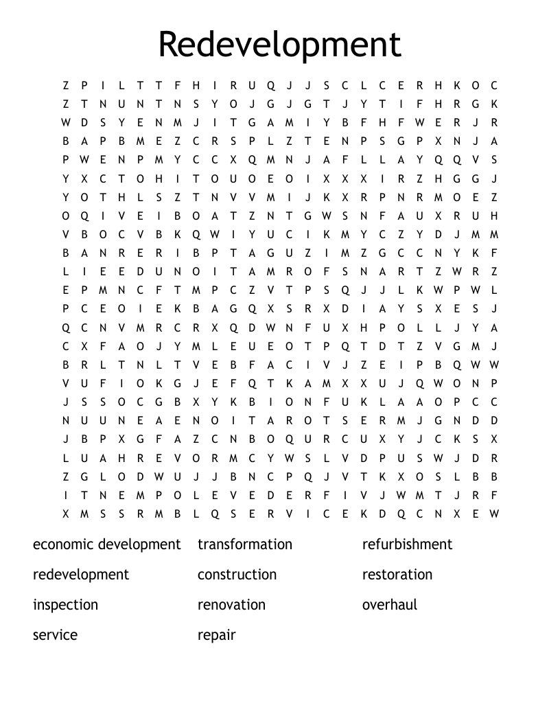 Redevelopment Word Search