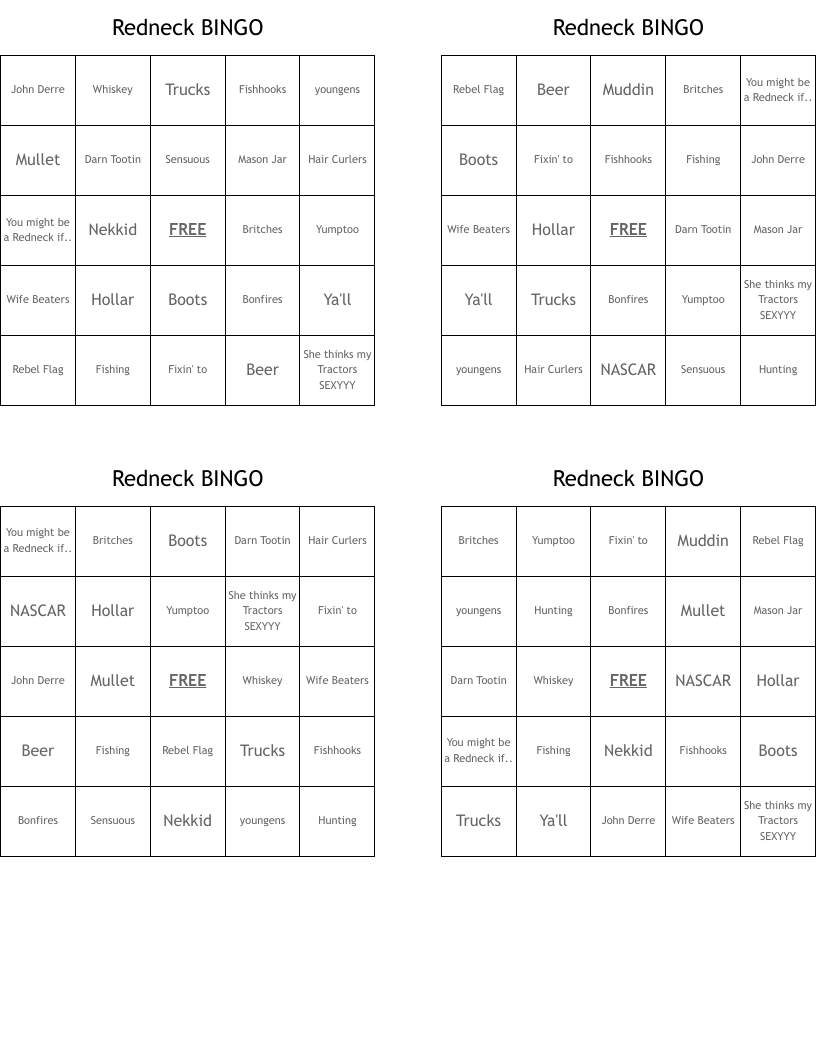 Redneck BINGO
