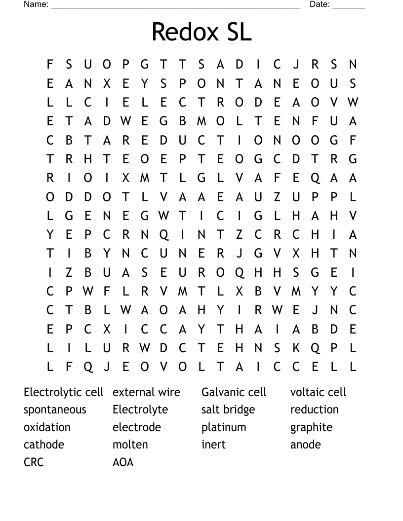 Redox SL Word Search