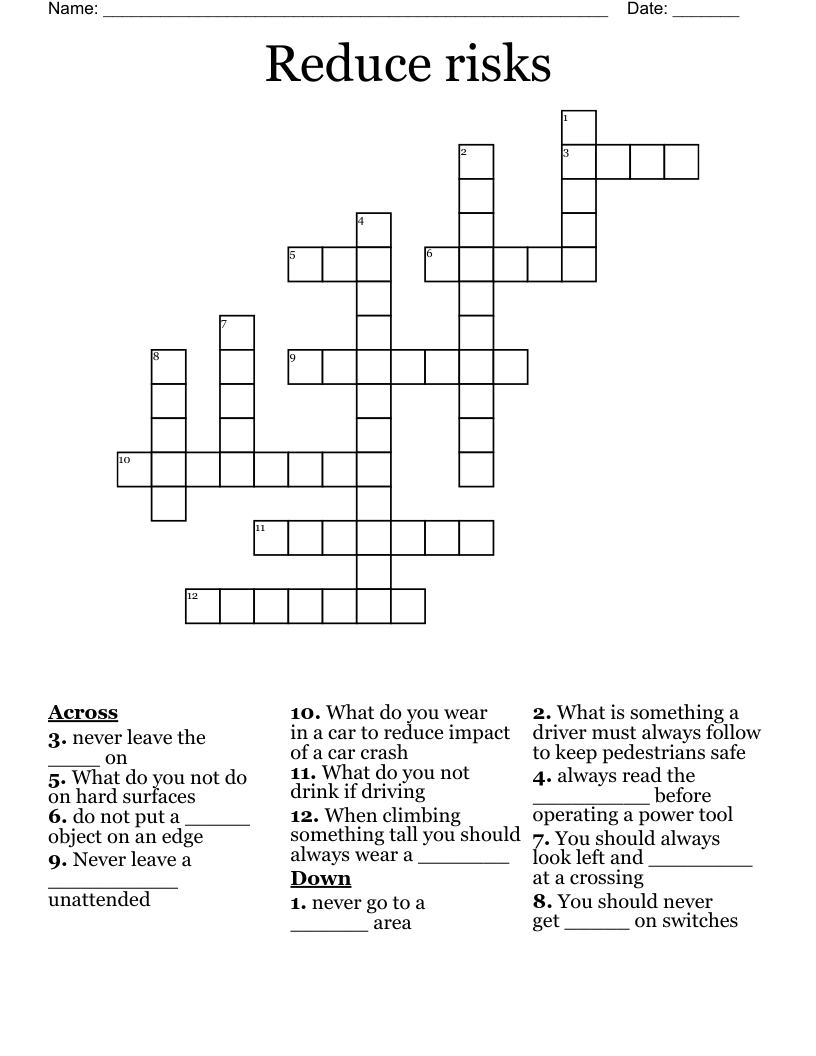 Reduce risks Crossword