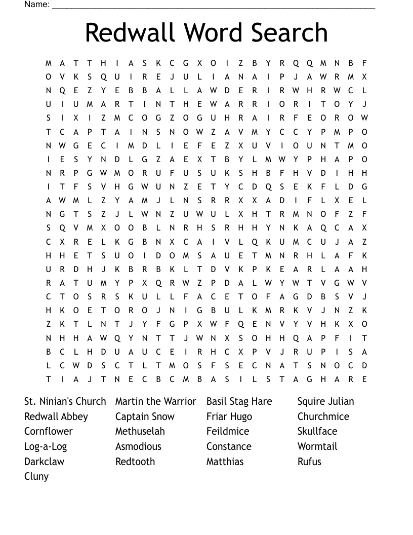 Redwall Word Search