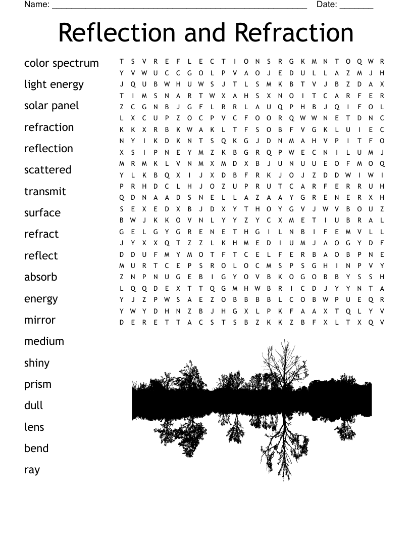 Reflection and Refraction Word Search