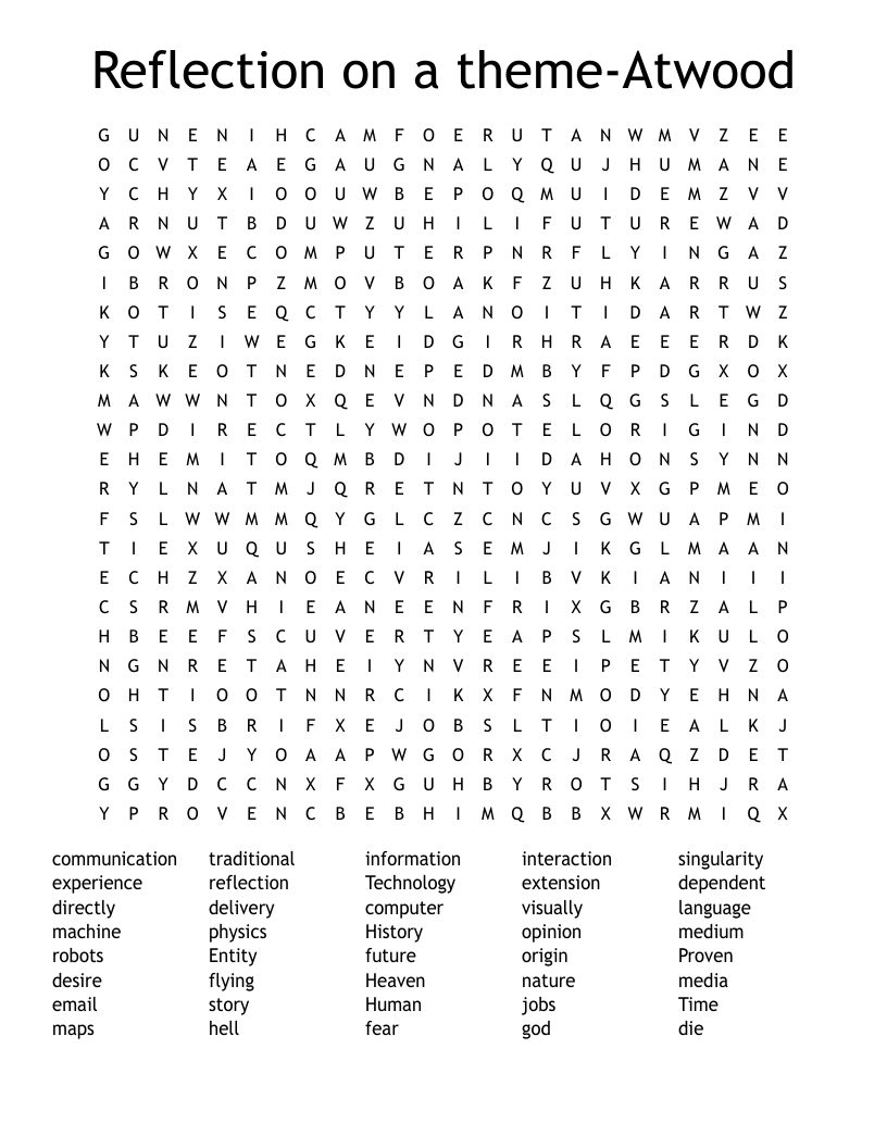 Reflection on a theme-Atwood Word Search