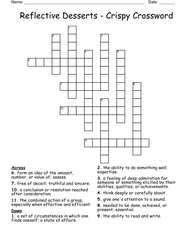 Reflective Desserts - Crispy Crossword
