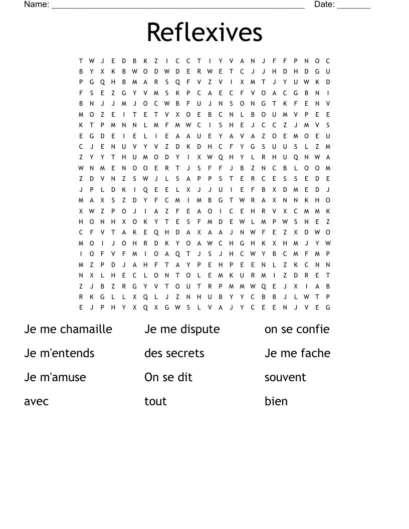 Reflexives Word Search