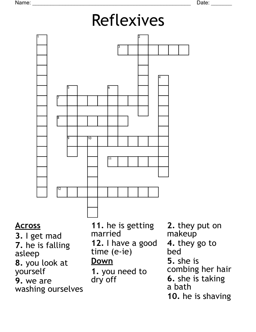 Reflexives Crossword