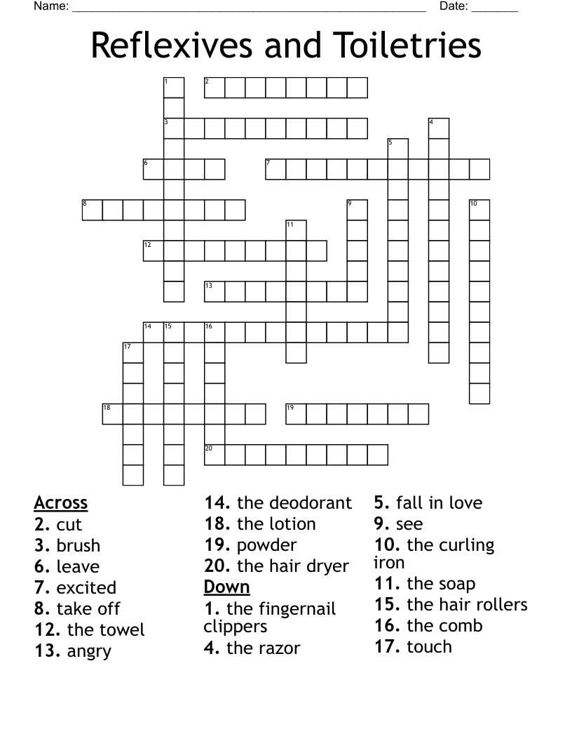 Reflexives and Toiletries Crossword