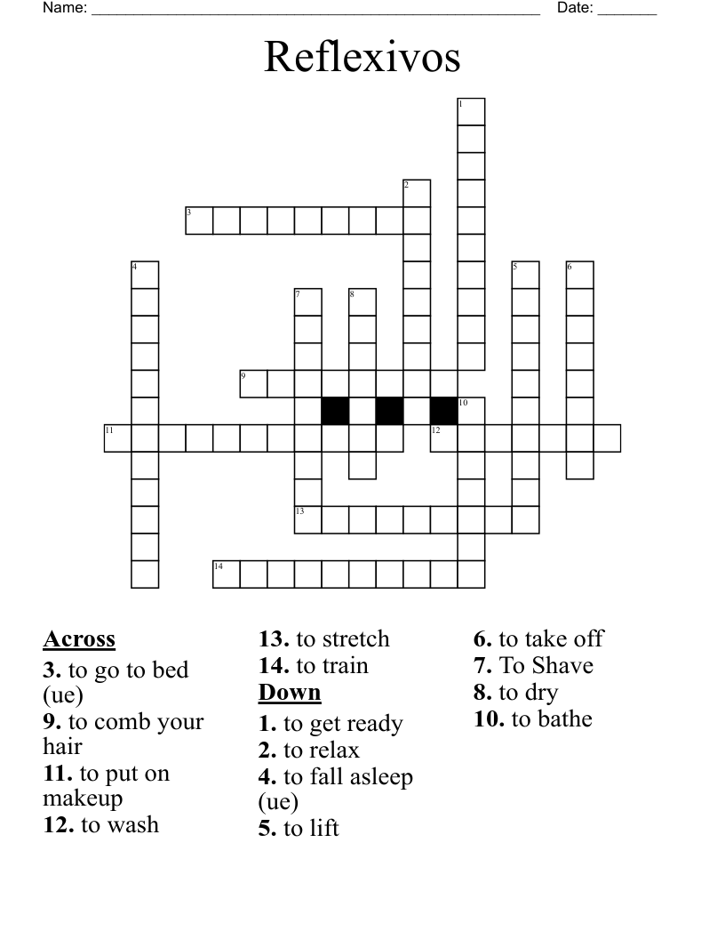 Reflexivos Crossword