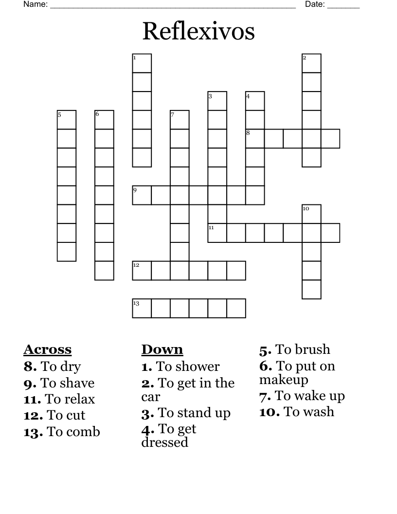Reflexivos Crossword