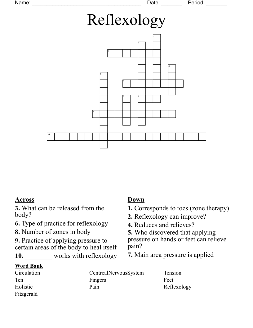 Reflexology Crossword
