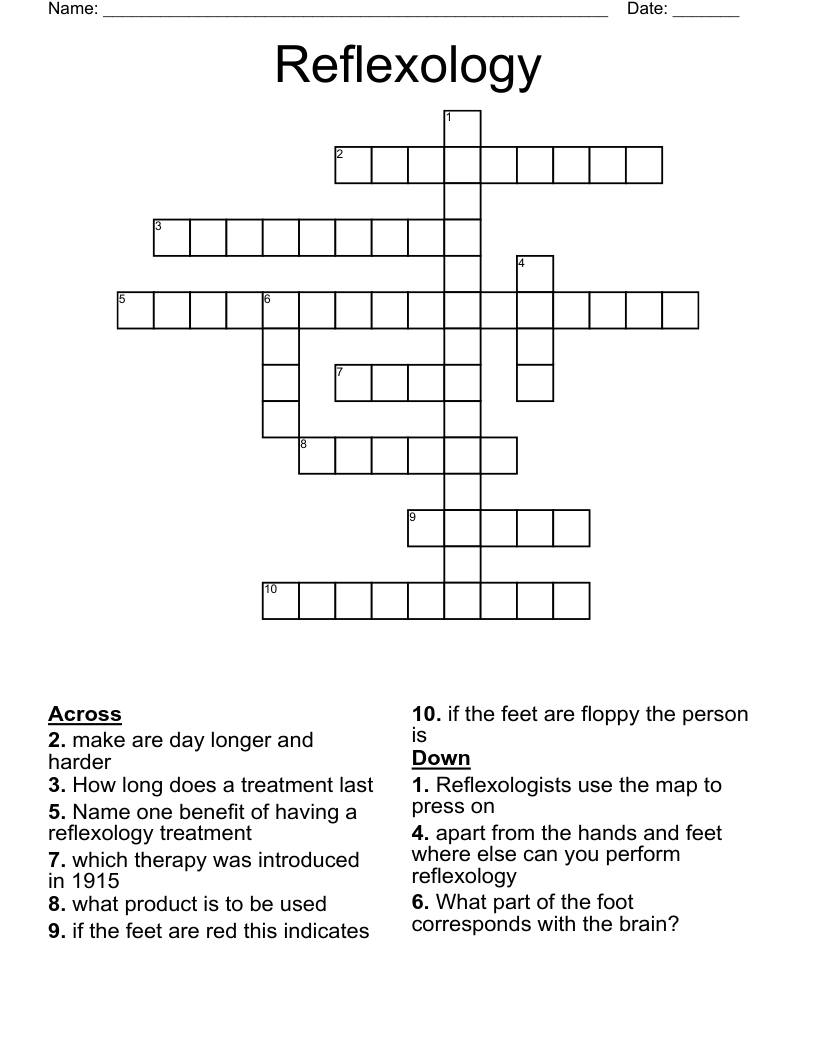 Reflexology  Crossword
