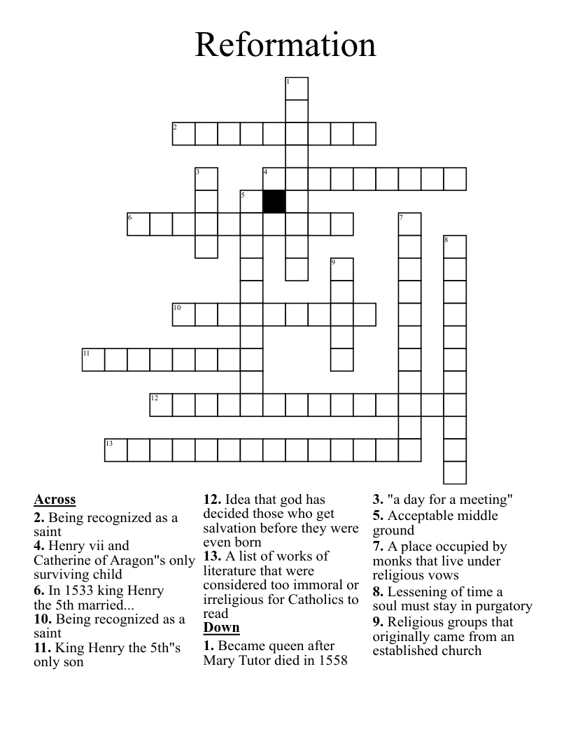Reformation Crossword