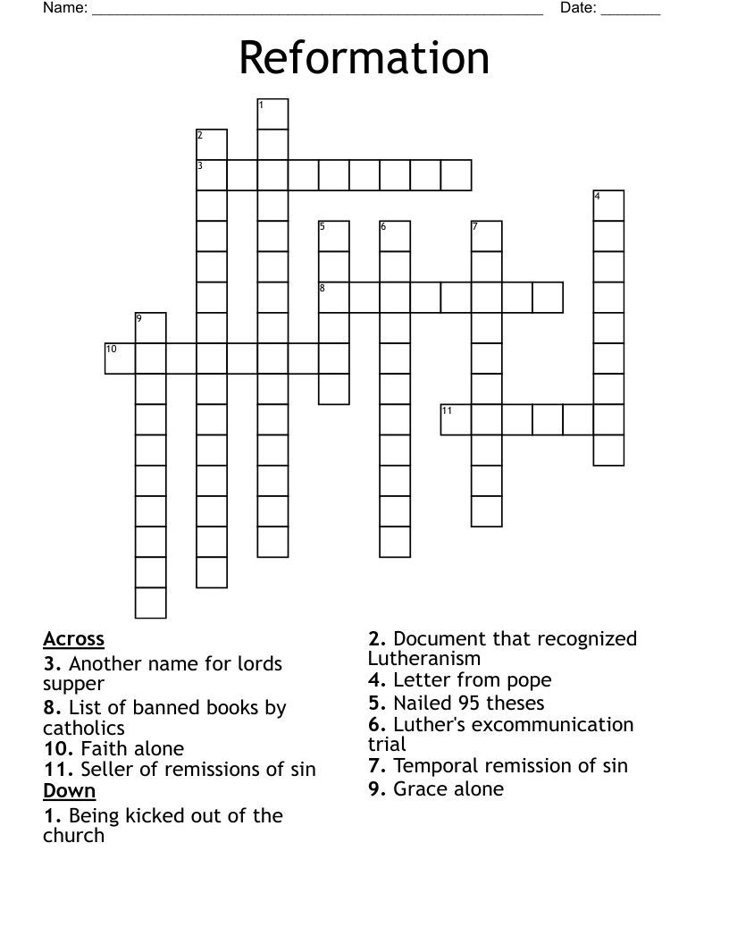 Reformation Crossword