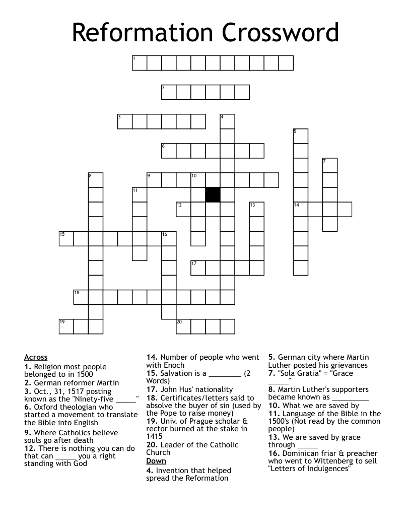 Reformation Crossword