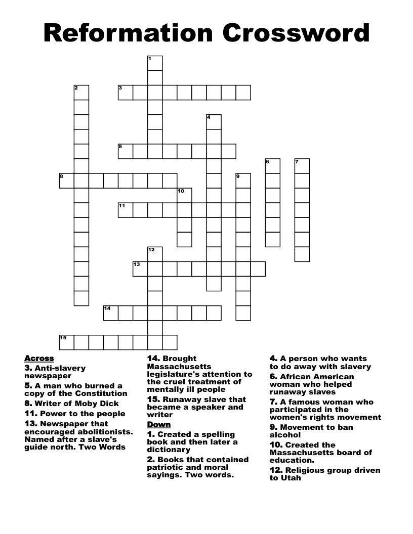 Reformation Crossword