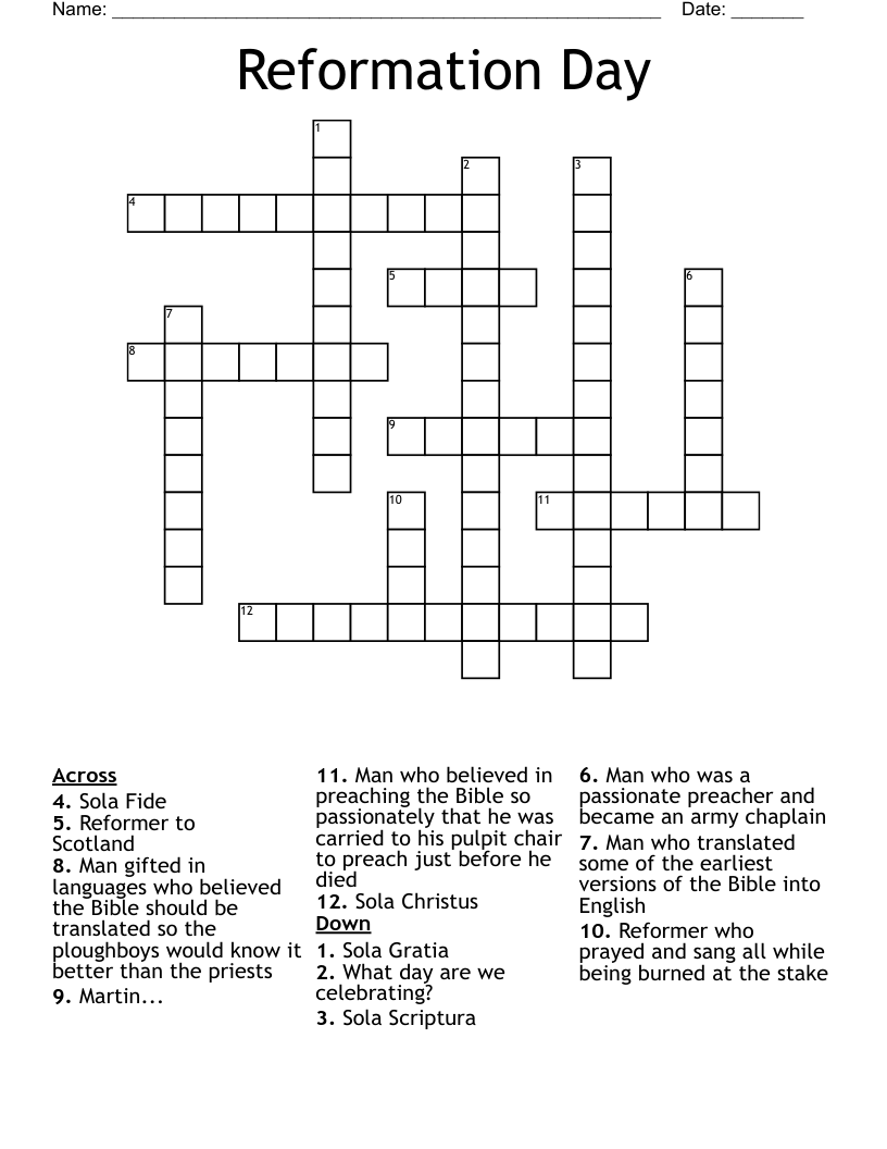 Reformation Day Crossword