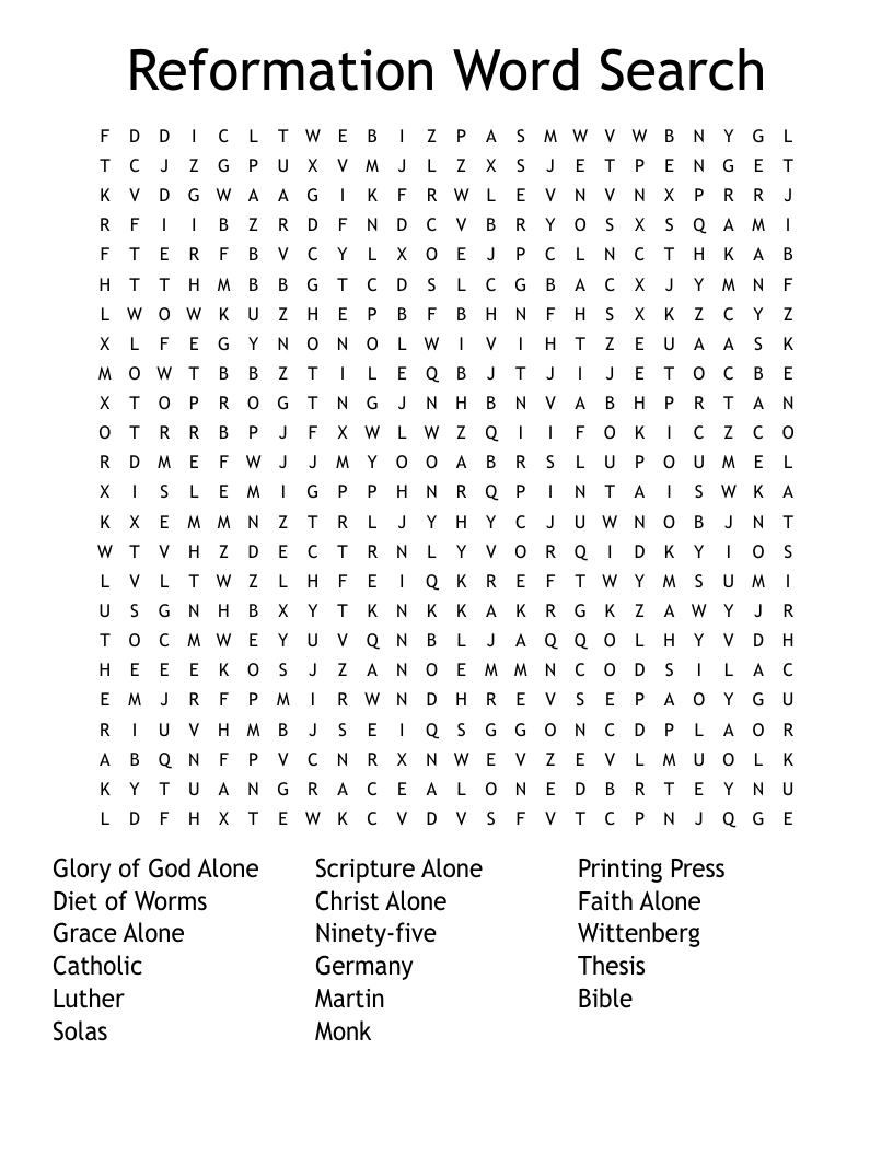Reformation Word Search