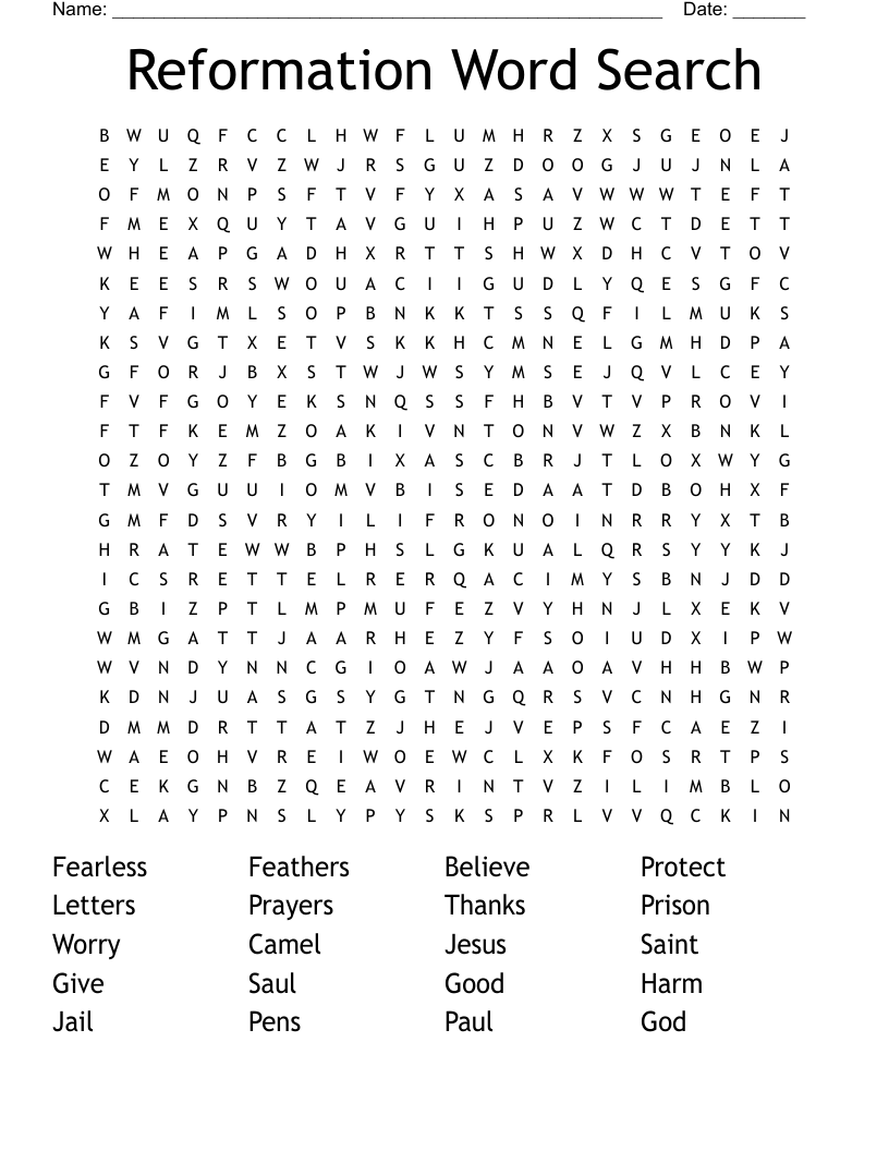 Reformation Word Search