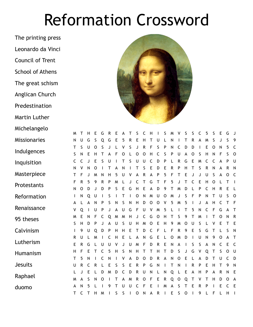 Reformation Crossword Word Search