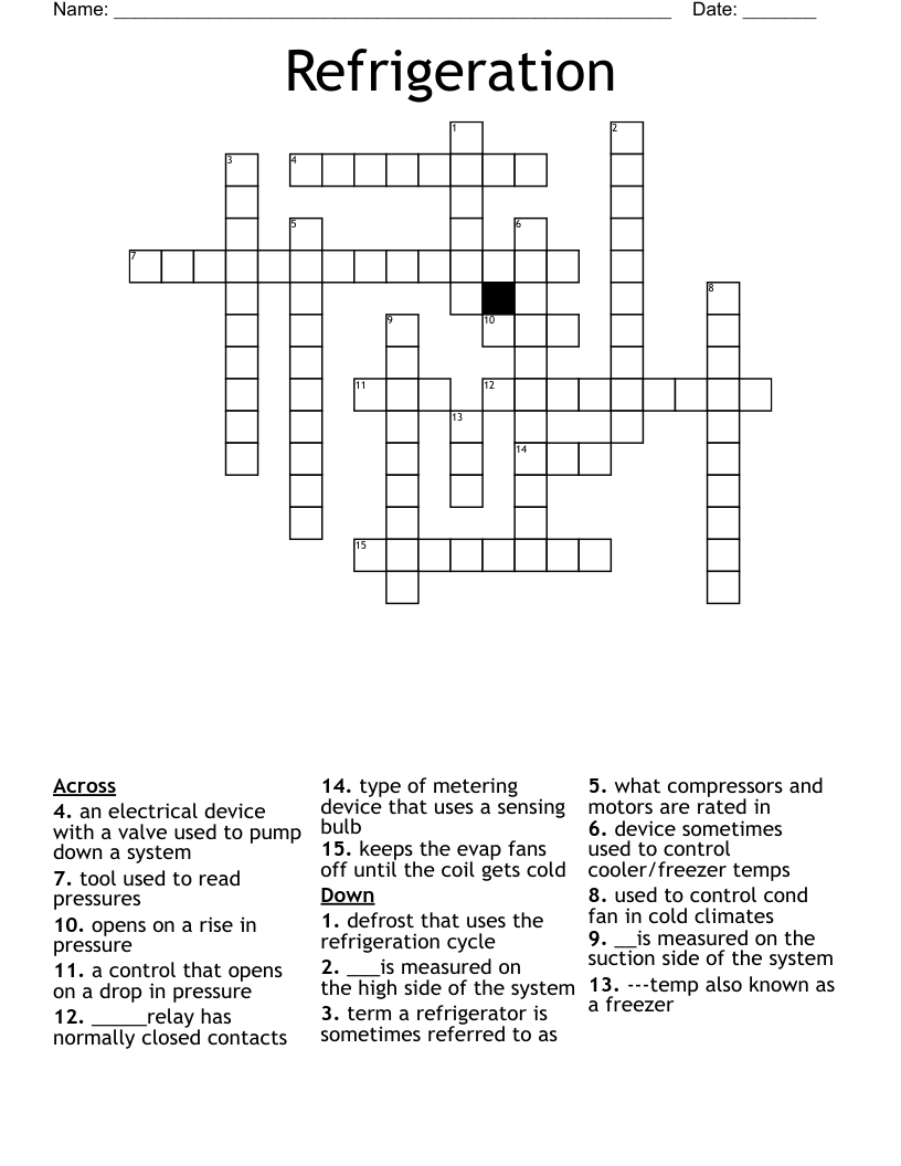 Refrigeration Crossword