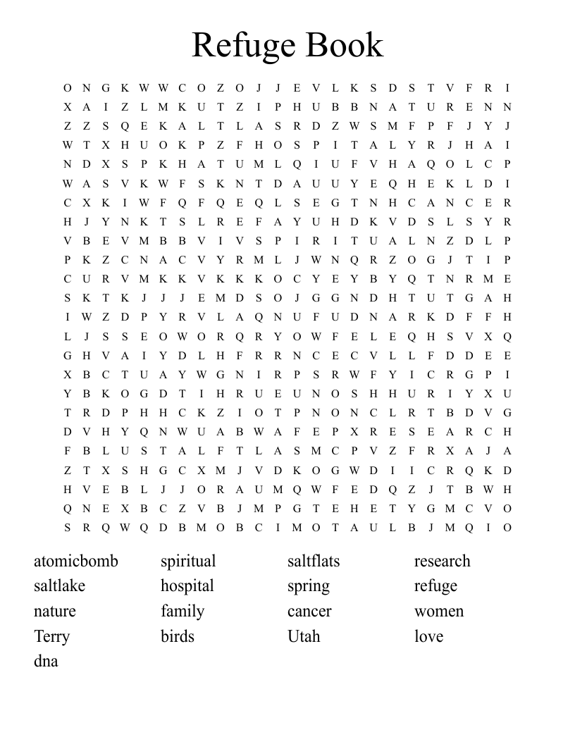 Refuge Book Word Search