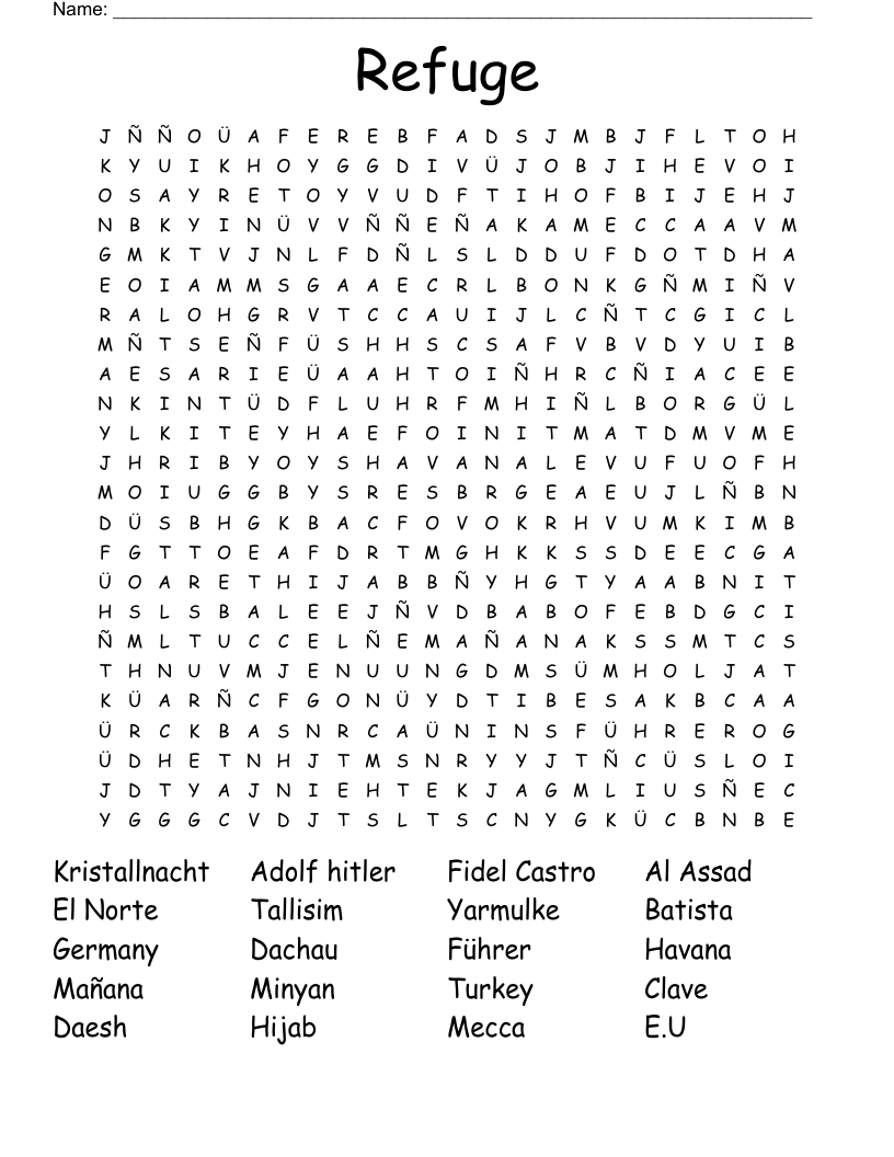 Refuge  Word Search