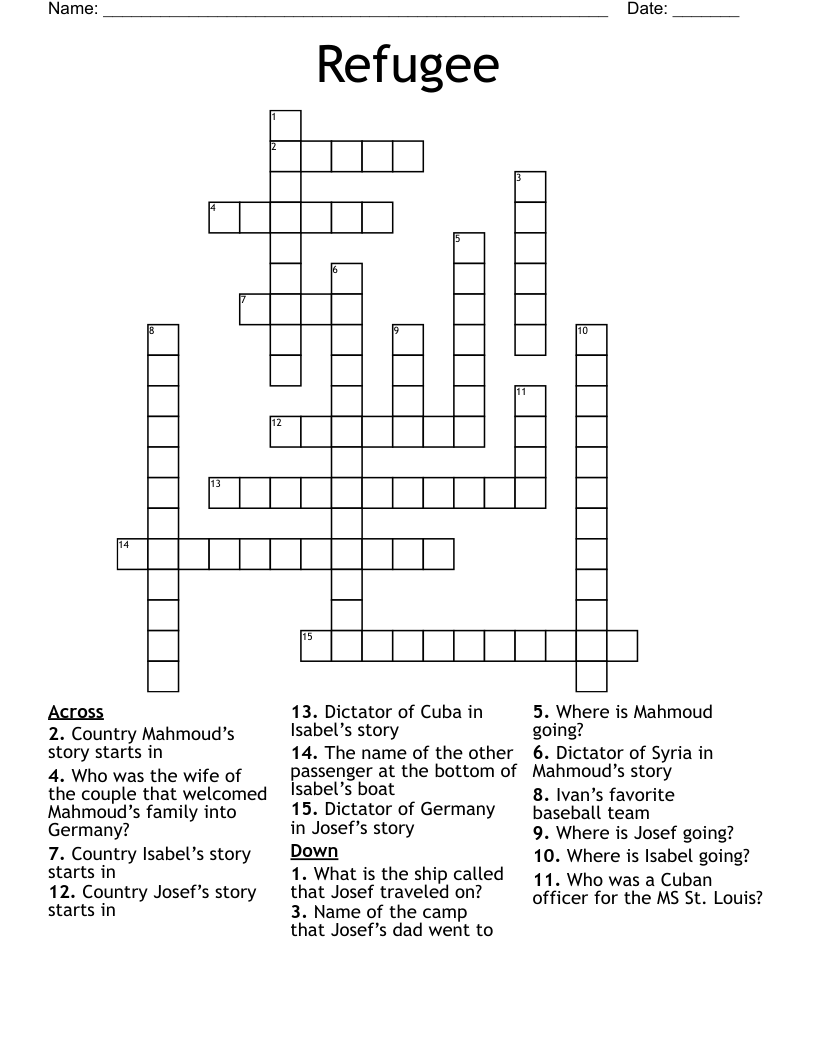 Refugee Crossword