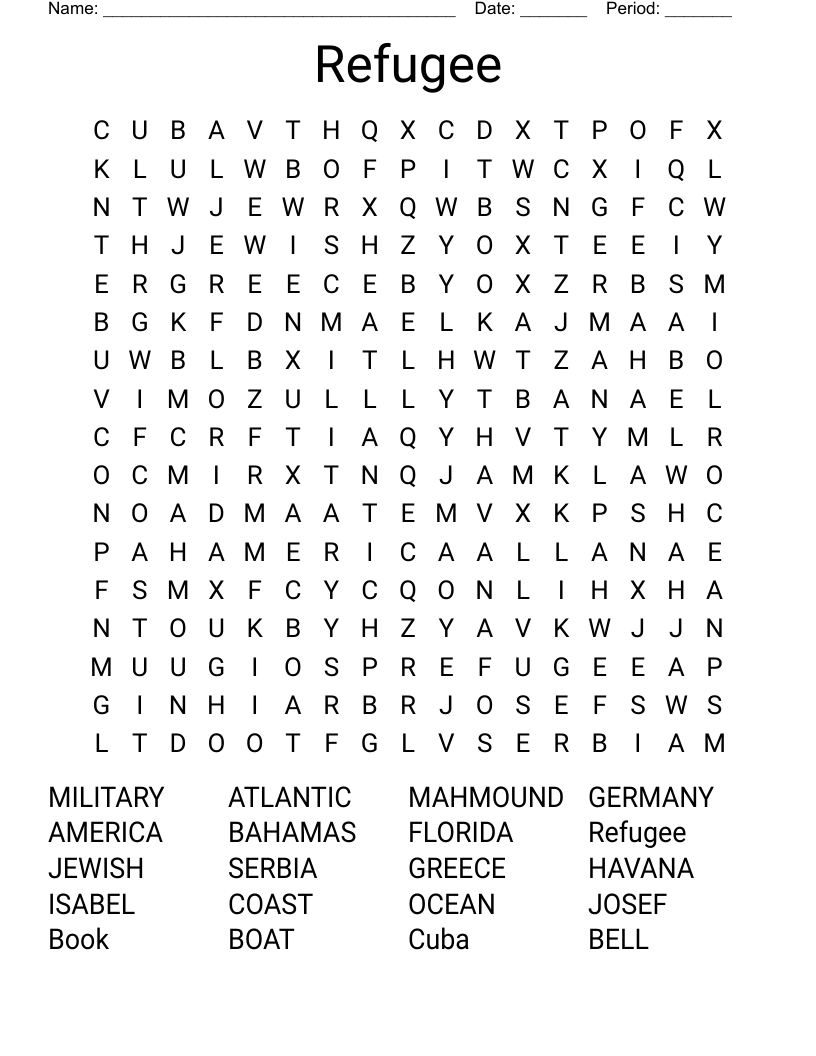 Refugee Word Search