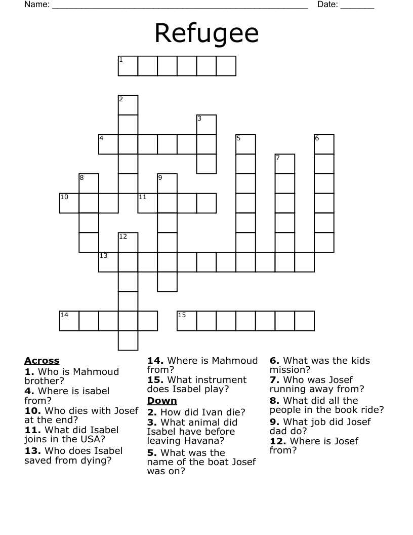 Refugee Crossword