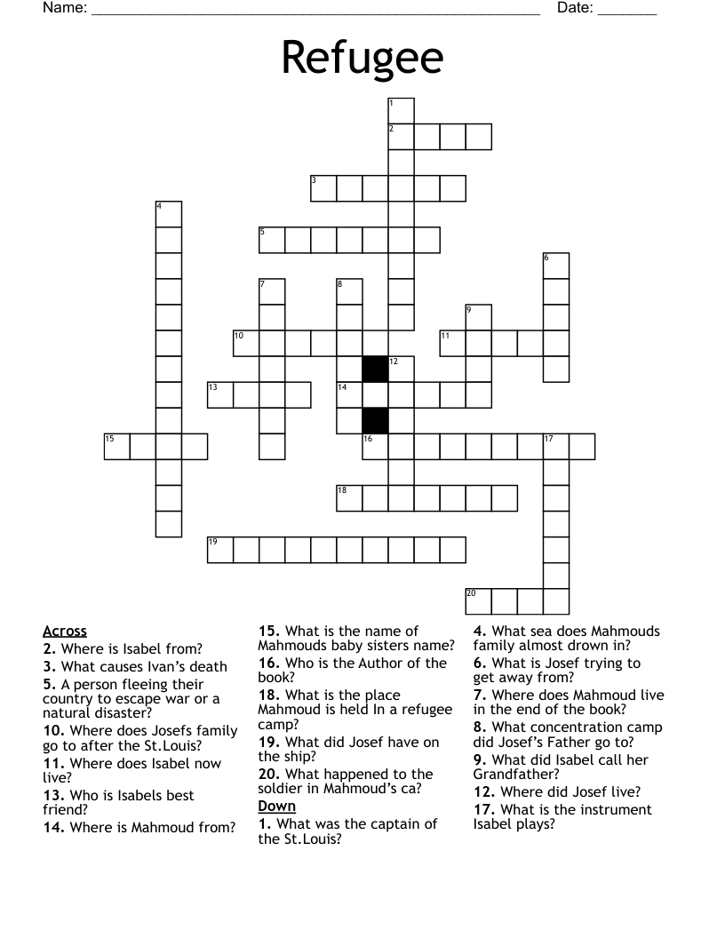 Refugee Crossword