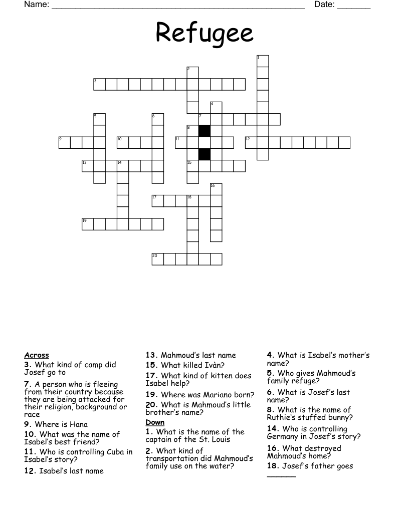 Refugee Crossword