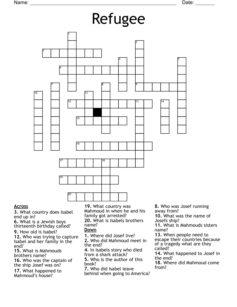 Refugee Crossword
