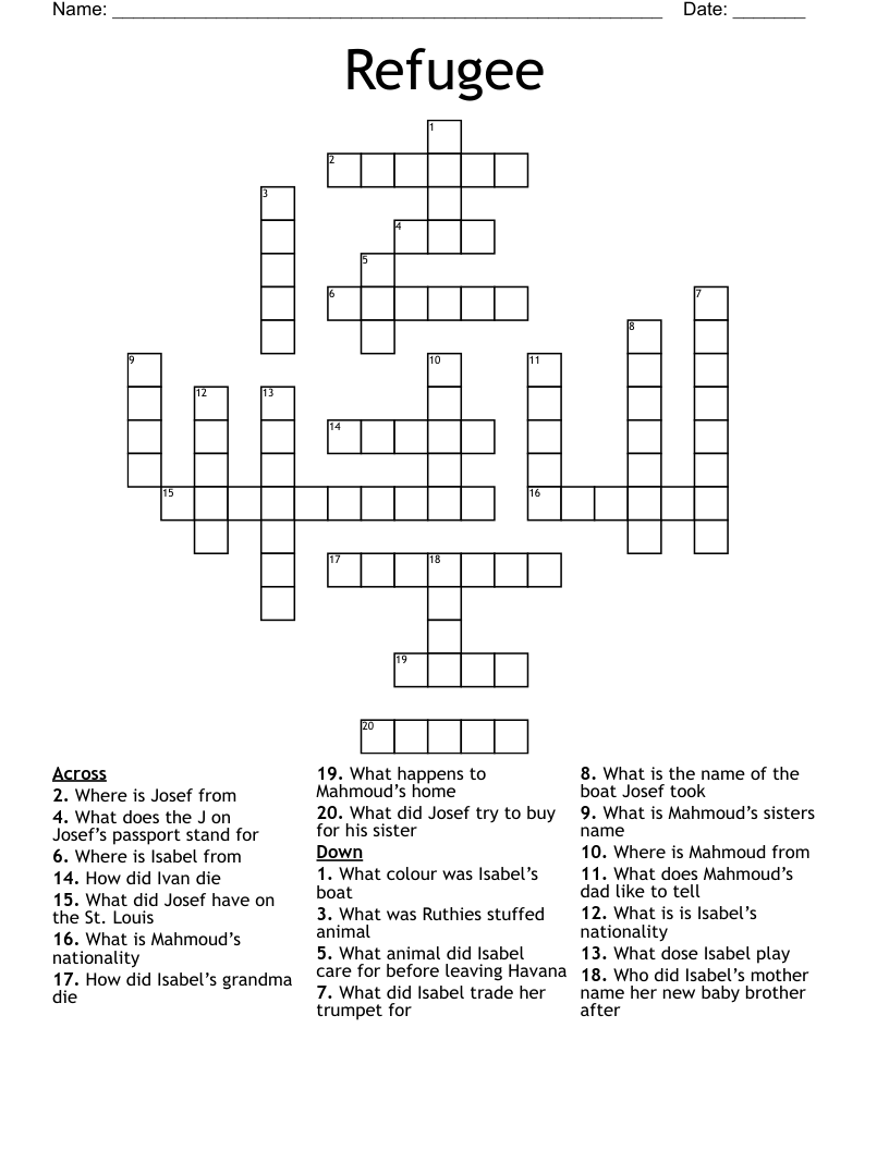 Refugee Crossword
